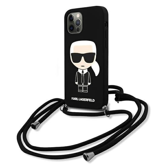 Karl Lagerfeld KLHCP12LWOSLFKBK iPhone 12 Pro Max 6,7" hardcase czarny/black Silicone Cord Iconik Karl Lagerfeld