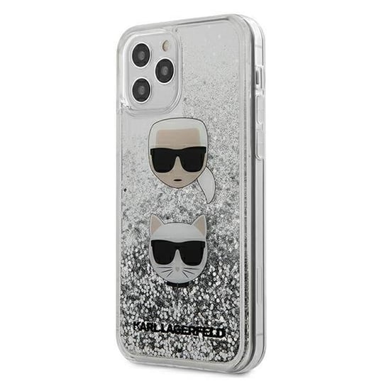 Karl Lagerfeld KLHCP12MKCGLSL iPhone 12/12 Pro 6,1" srebrny/silver hardcase Liquid Glitter Karl&Choupette Karl Lagerfeld