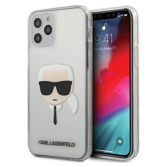 Karl Lagerfeld KLHCP12MKTR iPhone 12 Pro / iPhone 12 hardcase Transparent Karl`s Head Karl Lagerfeld