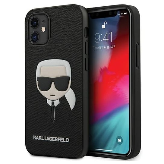 Karl Lagerfeld KLHCP12MSAKHBK iPhone 12/12 Pro 6,1" czarny/black hardcase Saffiano Ikonik Karl`s Head Karl Lagerfeld
