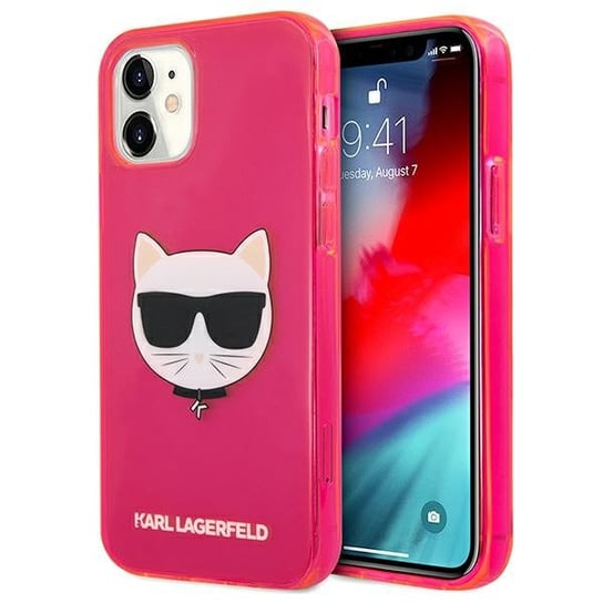 Karl Lagerfeld KLHCP12SCHTRP iPhone 12 mini 5,4" różowy/pink hardcase Glitter Choupette Fluo Karl Lagerfeld