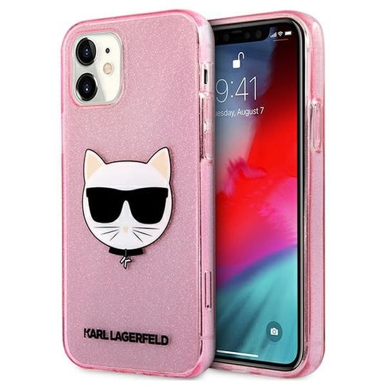 Karl Lagerfeld KLHCP12SCHTUGLP iPhone 12 mini 5,4" różowy/pink hardcase Glitter Choupette Karl Lagerfeld