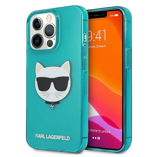 Karl Lagerfeld KLHCP13LCHTRB iPhone 13 Pro / 13 6,1" niebieski/blue hardcase Glitter Choupette Fluo Karl Lagerfeld