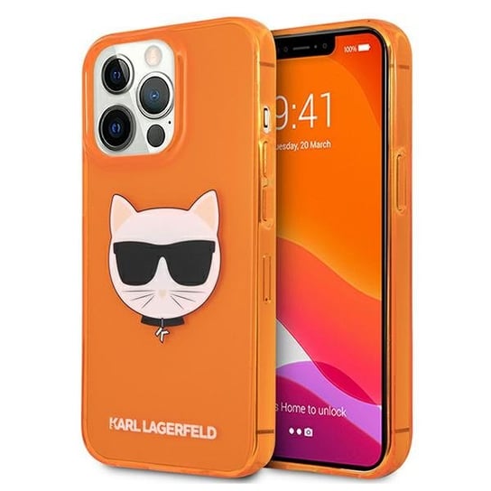 Karl Lagerfeld KLHCP13LCHTRO iPhone 13 Pro / 13 6,1" pomarańczowy/orange hardcase Glitter Choupette Fluo Karl Lagerfeld