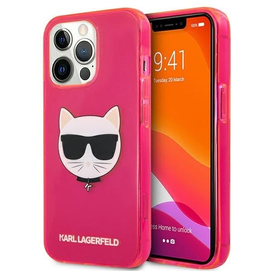 Karl Lagerfeld KLHCP13LCHTRP iPhone 13 Pro / 13 6,1" różowy/pink hardcase Glitter Choupette Fluo Karl Lagerfeld