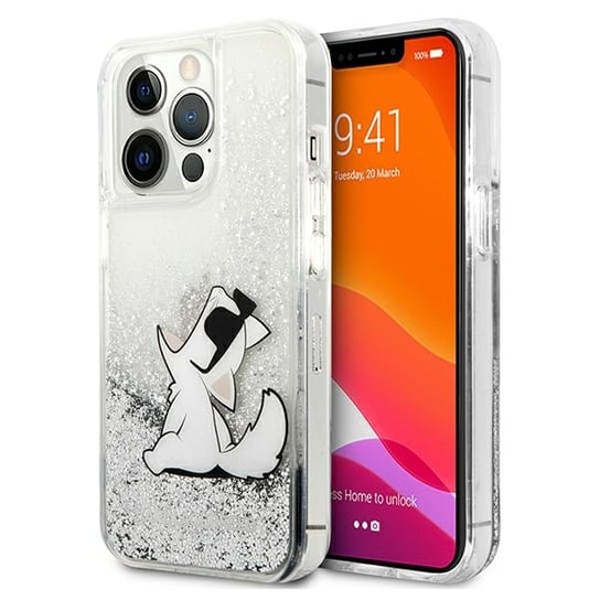 Karl Lagerfeld KLHCP13LGCFS iPhone 13 Pro / 13 6,1" srebrny/silver hardcase Liquid Glitter Choupette Fun Karl Lagerfeld