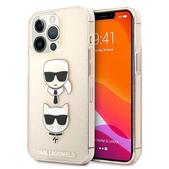 Karl Lagerfeld KLHCP13LKCTUGLGO iPhone 13 Pro / 13 6,1" złoty/gold hardcase Glitter Karl`s & Choupette Karl Lagerfeld