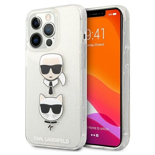Karl Lagerfeld KLHCP13LKCTUGLS iPhone 13 Pro / 13 6,1" srebrny/silver hardcase Glitter Karl`s & Choupette Karl Lagerfeld