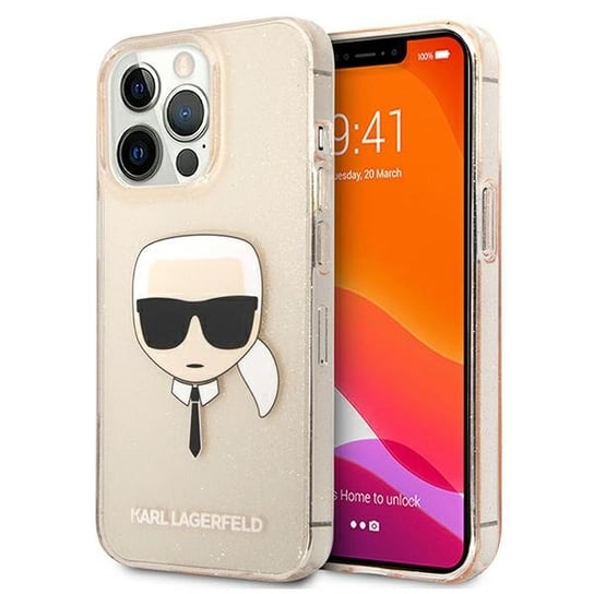 Karl Lagerfeld KLHCP13LKHTUGLGO iPhone 13 Pro / 13 6,1" złoty/gold hardcase Glitter Karl`s Head Karl Lagerfeld