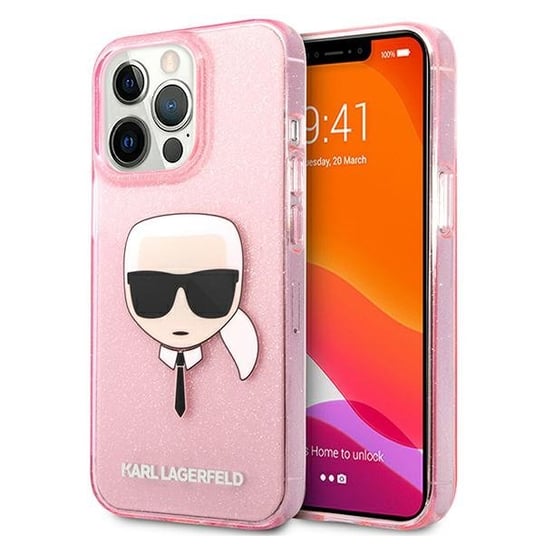 Karl Lagerfeld KLHCP13LKHTUGLP iPhone 13 Pro / 13 6,1" różowy/pink hardcase Glitter Karl`s Head Karl Lagerfeld