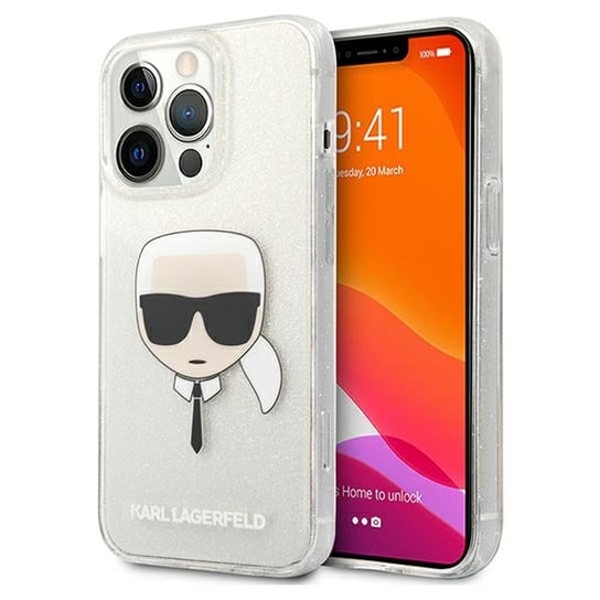 Karl Lagerfeld KLHCP13LKHTUGLS iPhone 13 Pro / 13 6,1" srebrny/silver hardcase Glitter Karl`s Head Karl Lagerfeld