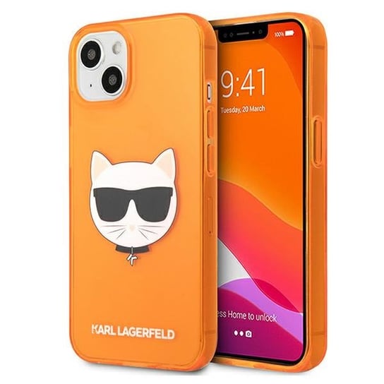 Karl Lagerfeld KLHCP13MCHTRO iPhone 13 6,1" pomarańczowy/orange hardcase Glitter Choupette Fluo Karl Lagerfeld