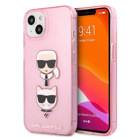 Karl Lagerfeld KLHCP13MKCTUGLP iPhone 13 6,1" różowy/pink hardcase Glitter Karl`s & Choupette Karl Lagerfeld