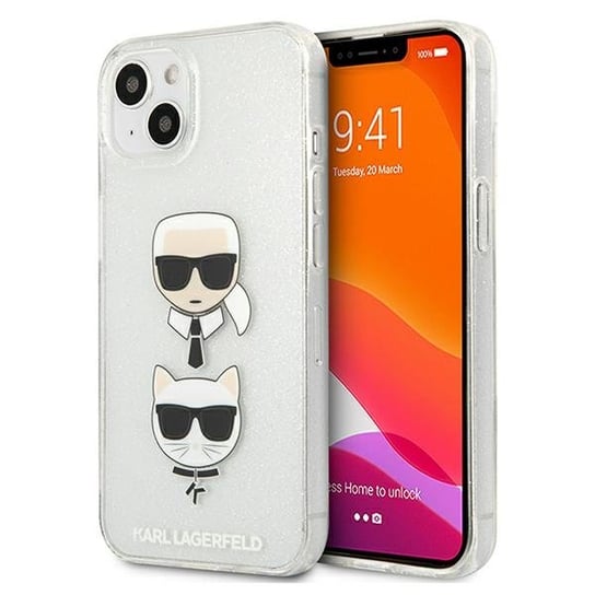Karl Lagerfeld KLHCP13MKCTUGLS iPhone 13 6,1" srebrny/silver hardcase Glitter Karl`s & Choupette Karl Lagerfeld