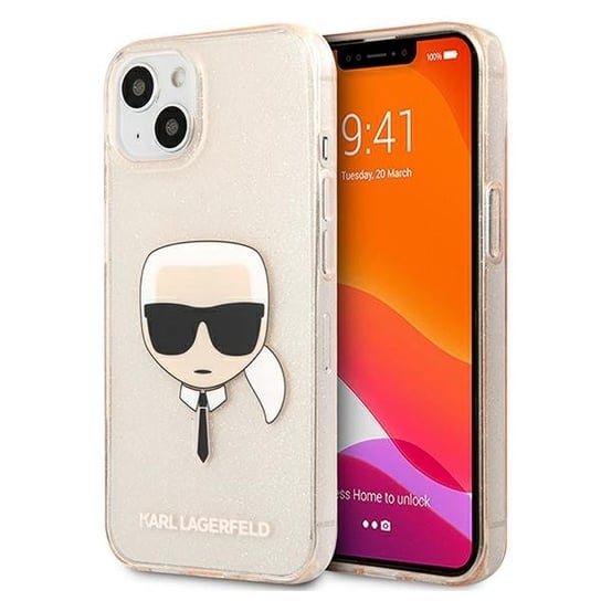 Karl Lagerfeld KLHCP13MKHTUGLGO iPhone 13 6,1" złoty/gold hardcase Glitter Karl`s Head Karl Lagerfeld