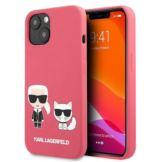 Karl Lagerfeld KLHCP13SSSKCP iPhone 13 mini 5,4" hardcase różowy/pink Silicone Karl & Choupette Karl Lagerfeld