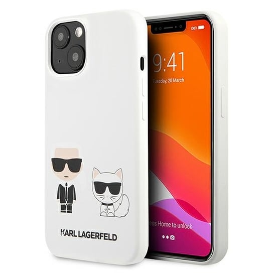 Karl Lagerfeld KLHCP13SSSKCW iPhone 13 mini 5,4" hardcase biały/white Silicone Karl & Choupette Karl Lagerfeld