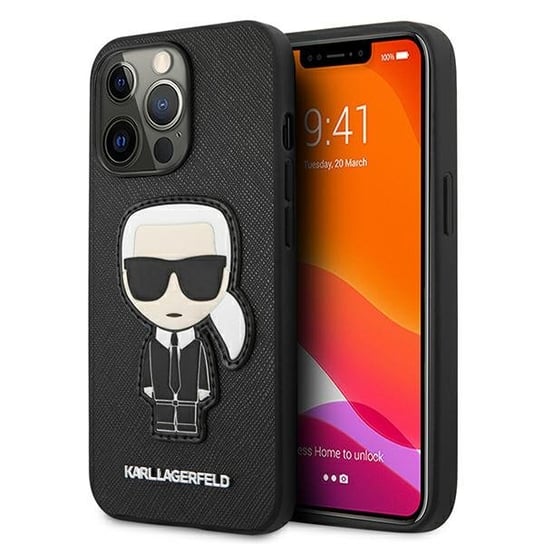 Karl Lagerfeld KLHCP13XOKPK iPhone 13 Pro Max 6,7" czarny/black hardcase Saffiano Ikonik Karl`s Patch Karl Lagerfeld