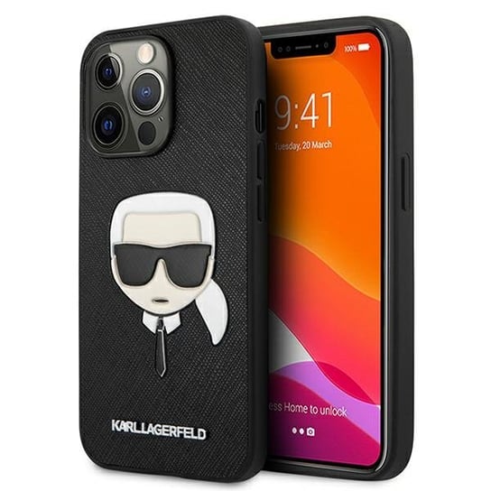 Karl Lagerfeld KLHCP13XSAKHBK iPhone 13 Pro Max 6,7" czarny/black hardcase Saffiano Ikonik Karl`s Head Karl Lagerfeld