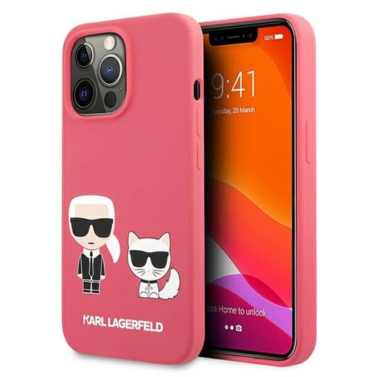 Karl Lagerfeld KLHCP13XSSKCP iPhone 13 Pro Max 6,7" hardcase różowy/pink Silicone Karl & Choupette Karl Lagerfeld