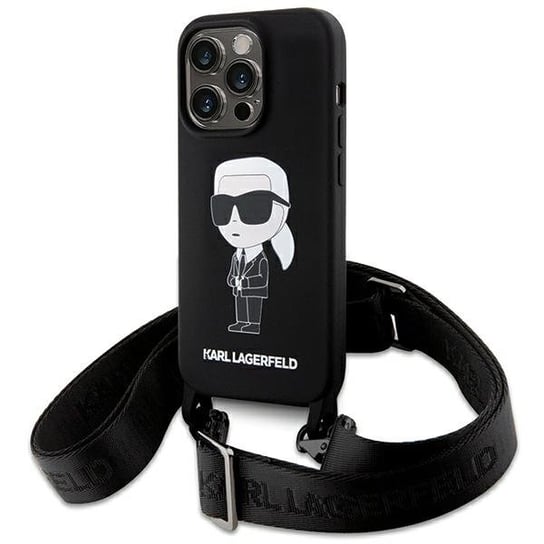 Karl Lagerfeld Klhcp15Lscbsknk Iphone 15 Pro 6.1" Hardcase Czarny/Black Crossbody Silicone Ikonik Karl Lagerfeld