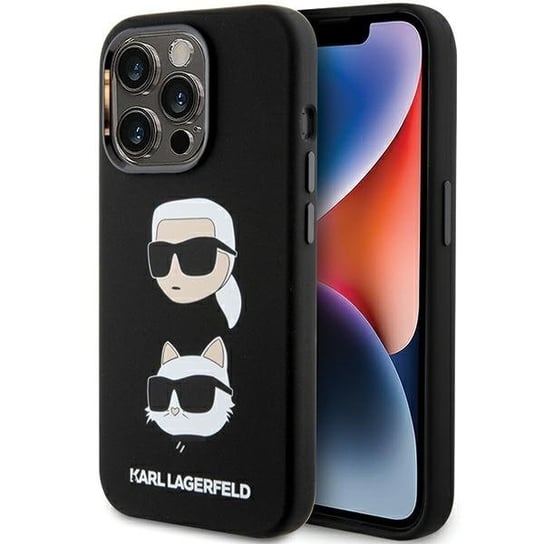 Karl Lagerfeld Klhcp15Lsdhkcnk Iphone 15 Pro 6.1" Czarny/Black Silicone Karl&Choupette Head Karl Lagerfeld