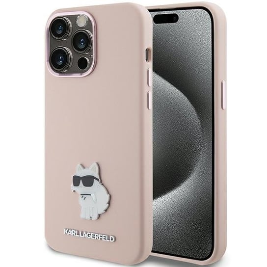 Karl Lagerfeld Klhcp15Lsmhcnpp Iphone 15 Pro 6.1" Różowy/Pink Silicone Choupette Metal Pin Karl Lagerfeld