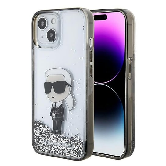 Karl Lagerfeld KLHCP15SLKKNSK etui obudowa do iPhone 15 6.1" transparent hardcase Liquid Glitter Ikonik Karl Lagerfeld