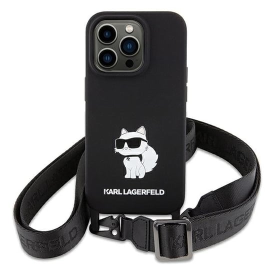 Karl Lagerfeld Klhcp15Sscbscnk Iphone 15 6.1" Hardcase Czarny/Black Crossbody Silicone Choupette Karl Lagerfeld