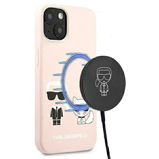 Karl Lagerfeld KLHMP13MSSKCI iPhone 13 6,1" hardcase jasnoróżowy/light pink Silicone Ikonik Karl & Choupette Magsafe Karl Lagerfeld