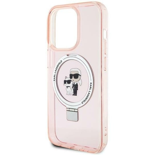 Karl Lagerfeld Klhmp15Lhmrskcp Iphone 15 Pro 6.1" Różowy/Pink Hardcase Ring Stand Karl&Choupettte Magsafe Karl Lagerfeld