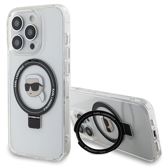 Karl Lagerfeld Klhmp15Lhmrskhh Iphone 15 Pro 6.1" Biały/White Hardcase Ring Stand Karl Head Magsafe Karl Lagerfeld