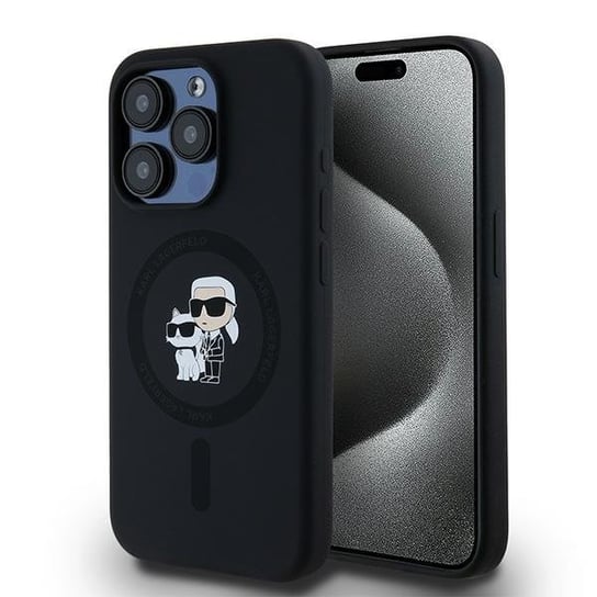 Karl Lagerfeld Klhmp15Lscmkcrhk Iphone 15 Pro 6.1" Czarny/Black Hardcase Silicone Karl & Choupette Magsafe Karl Lagerfeld