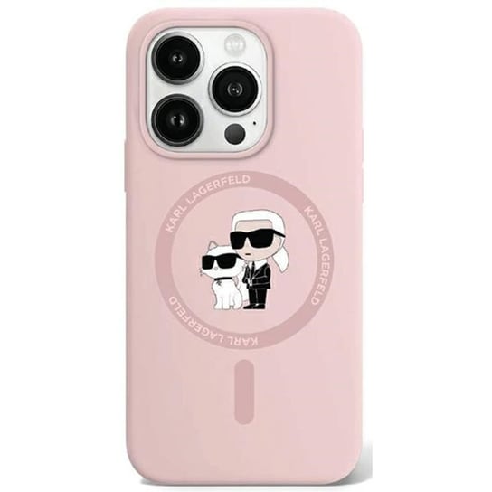 Karl Lagerfeld KLHMP15LSCMKCRHP iPhone 15 Pro 6.1" różowy/pink hardcase Silicone Karl & Choupette MagSafe Karl Lagerfeld