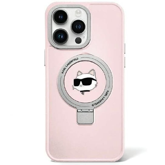 Karl Lagerfeld Klhmp15Shmrschp Iphone 15 6.1" Różowy/Pink Hardcase Ring Stand Choupette Head Magsafe Karl Lagerfeld