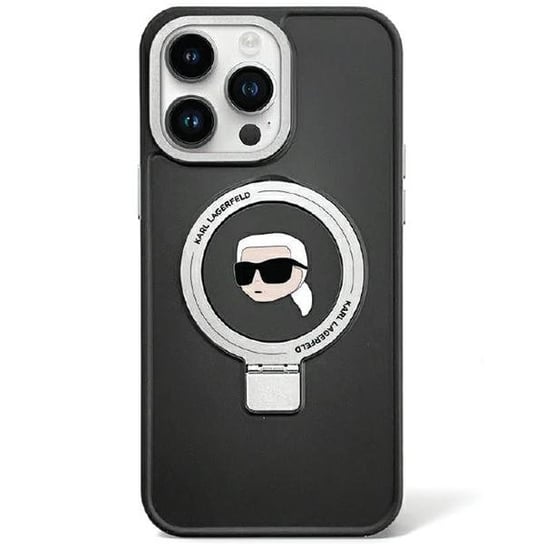 Karl Lagerfeld Klhmp15Shmrskhk Iphone 15 6.1" Czarny/Black Hardcase Ring Stand Karl Head Magsafe Karl Lagerfeld