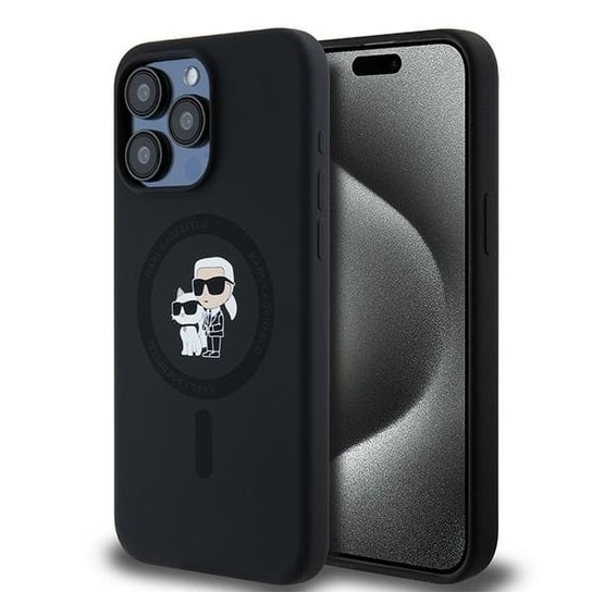 Karl Lagerfeld Klhmp15Xscmkcrhk Iphone 15 Pro Max 6.7" Czarny/Black Hardcase Silicone Karl & Choupette Ring Magsafe Karl Lagerfeld