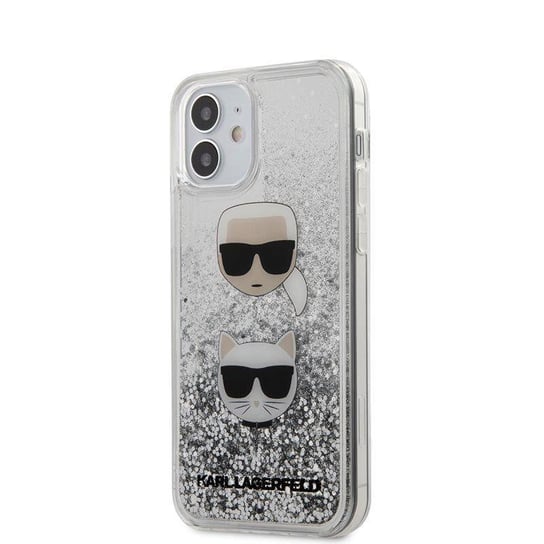 Karl Lagerfeld Liquid Glitter 2 Heads - Etui iPhone 12 Mini (srebrny) Karl Lagerfeld