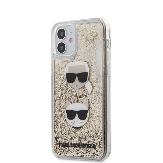 Karl Lagerfeld Liquid Glitter 2 Heads - Etui iPhone 12 Mini (złoty) Karl Lagerfeld