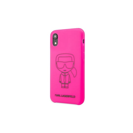 Karl Lagerfeld, Nakładka do iPhone XR KLHCI61SILFLPI hard case, różowy Silicone Iconic Neon Outline Forever Light