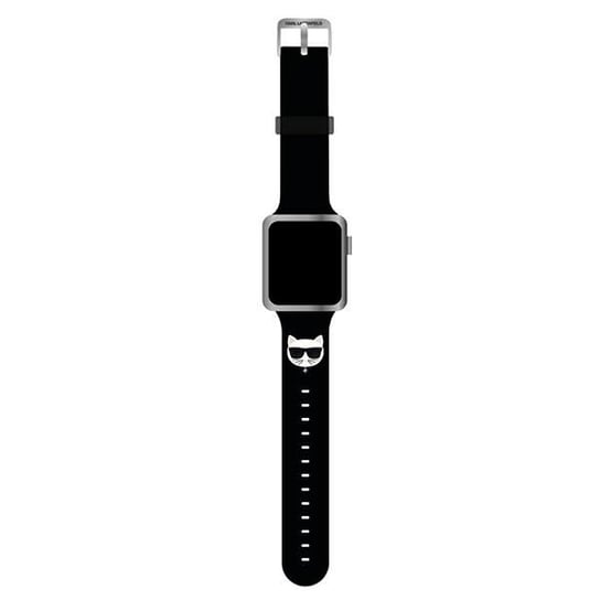 Karl Lagerfeld Pasek KLAWLSLCK Apple Watch 42/44/45mm czarny/black strap Silicone Choupette Heads Karl Lagerfeld
