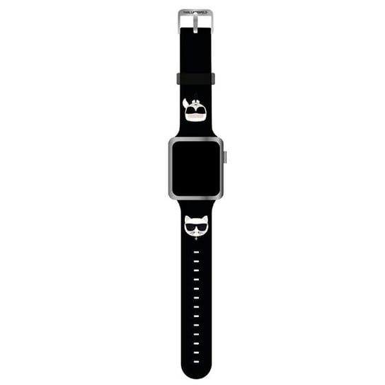 Karl Lagerfeld Pasek KLAWLSLCKK Apple Watch 42/44/45mm czarny/black strap Silicone Karl & Choupette Heads Karl Lagerfeld