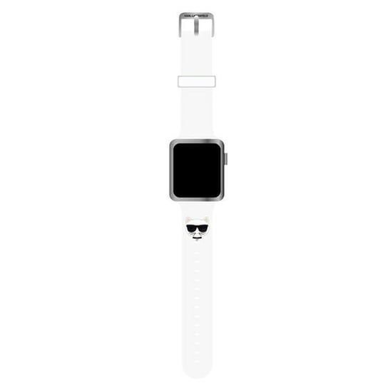 Karl Lagerfeld Pasek KLAWLSLCW Apple Watch 42/44/45mm biały/white strap Silicone Choupette Heads Karl Lagerfeld