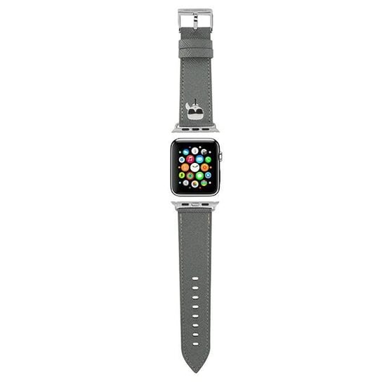 Karl Lagerfeld Pasek KLAWMOKHG Apple Watch 38/40/41mm srebrny/silver strap Saffiano Karl Heads Karl Lagerfeld