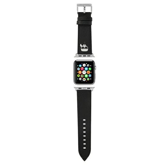 Karl Lagerfeld Pasek KLAWMOKHK Apple Watch 38/40/41mm czarny/black strap Saffiano Karl Heads Karl Lagerfeld