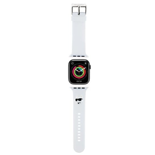 Karl Lagerfeld Pasek silikonowy do Apple Watch 1/2/3/4/5/6/7/8/9/SE 38/40/41mm biały/white strap 3D Rubber Choupette Heads Karl Lagerfeld