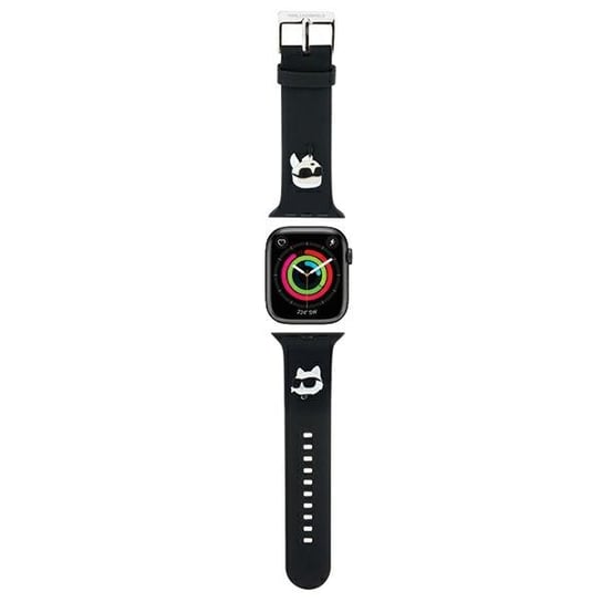 Karl Lagerfeld Pasek silikonowy do Apple Watch 1/2/3/4/5/6/7/8/9/SE 38/40/41mm czarny/black strap 3D Rubber Karl&Choupette Heads Karl Lagerfeld