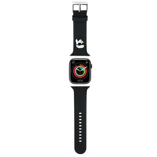 Karl Lagerfeld Pasek silikonowy do Apple Watch 1/2/3/4/5/6/7/8/9/SE 38/40/41mm czarny/black strap 3D Rubber Karl Head Karl Lagerfeld