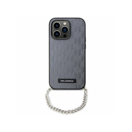 Karl Lagerfeld Saffiano Monogram Chain - Etui iPhone 14 (Srebrny) Karl Lagerfeld