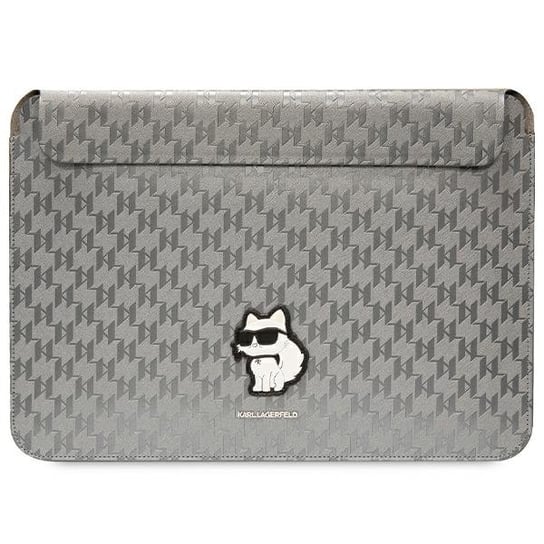 Karl Lagerfeld Sleeve etui wsuwka do MacBook Pro 14 2023/2022/2021 srebrny/silver Saffiano Monogram Choupette Karl Lagerfeld